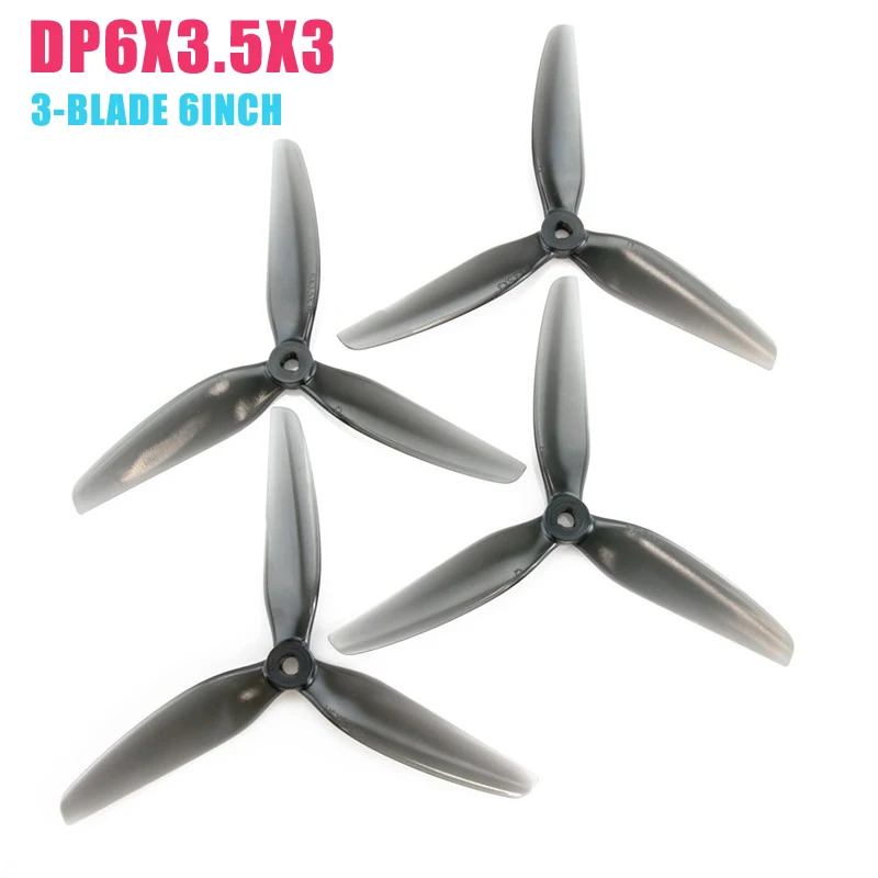 HQProp DP7X4X3/6X3.5X3/5.1X3.6X3 3-blade 7Inch/6Inch/5.1Inch Poly Carbonate POPO Propeller 2CW+2CCW Light Grey For RC Drone