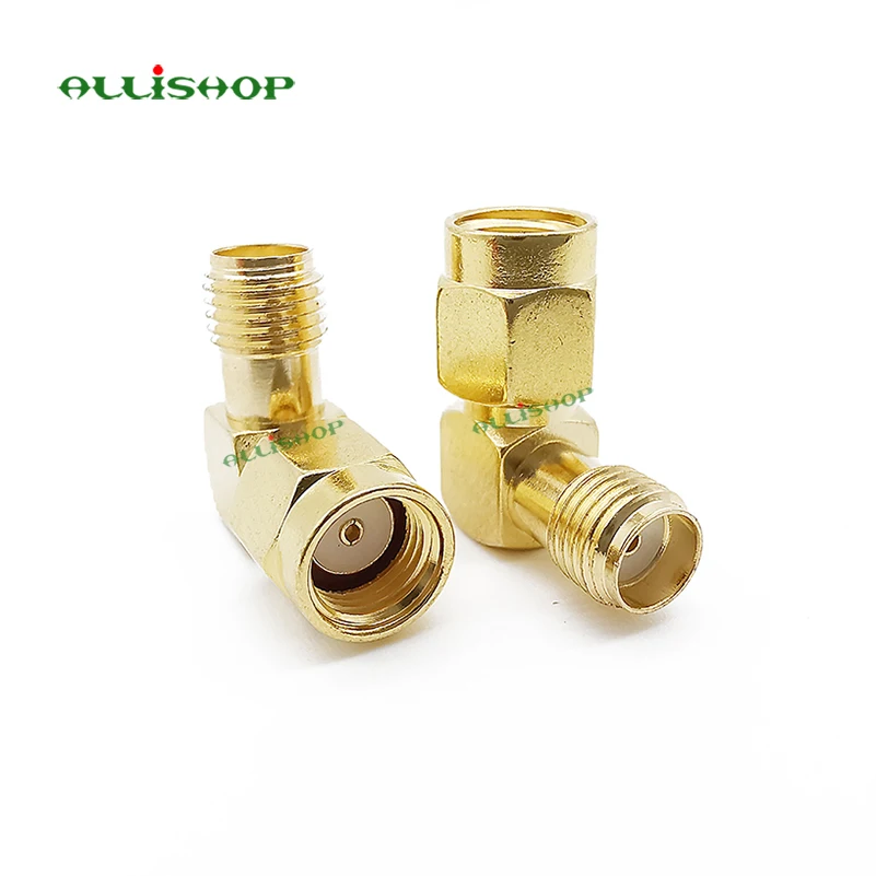 Conector SMA hembra a RP SMA macho, adaptador de 90 grados de ángulo recto RP SMA macho a hembra, atornilla la aguja a SMA macho a hembra