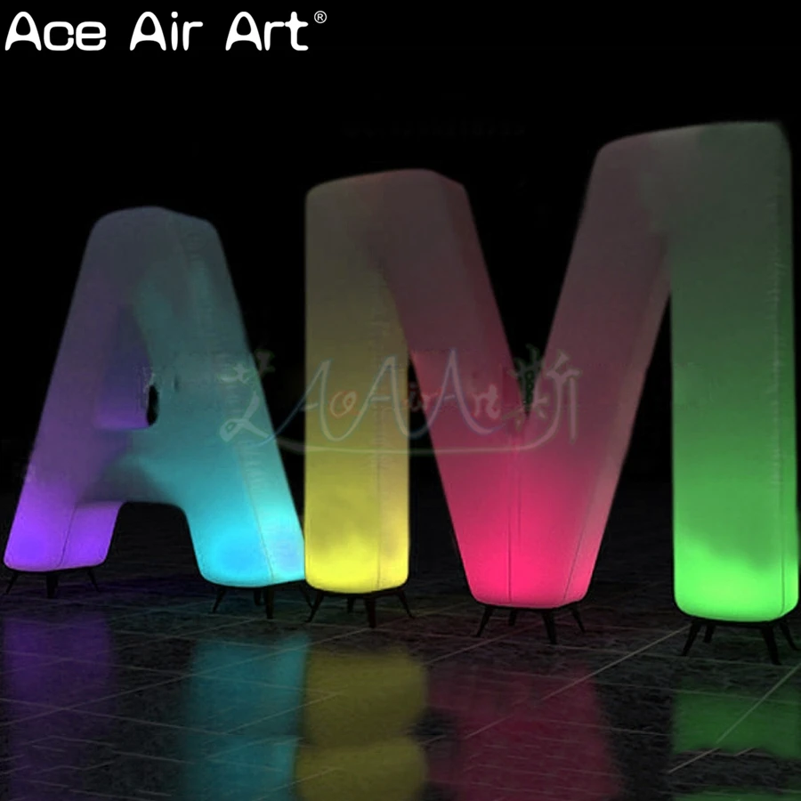 Personalized LED Balloon Inflatable Letter Model Glowing Alphabet Words Stands Free for Company