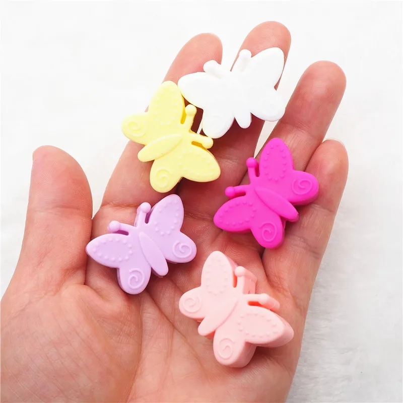 Chengkai 10pcs BPA Free Silicone Butterfly Teether Beads DIY Baby Shower Teething Montessori Sensory Toy Animal Bead Accessories