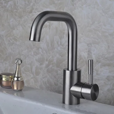 304 stainless steel hot and cold water basin faucet basin washbasin wash basin single handle single hole faucet