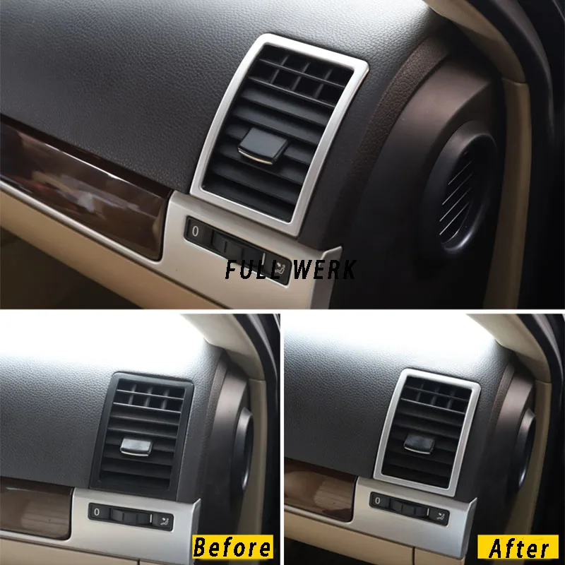 1 Pair SS Car Styling Side Air Vent Outlet Trim Decoration Cover Sticker for Volkswagen VW Touareg 03-10 Accessories