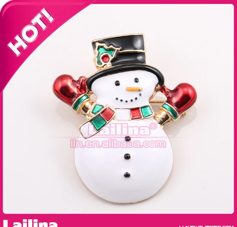 50pcs/lot Free Shipping Snowman Brooch Pins With Hat for Kids Christmas Gift