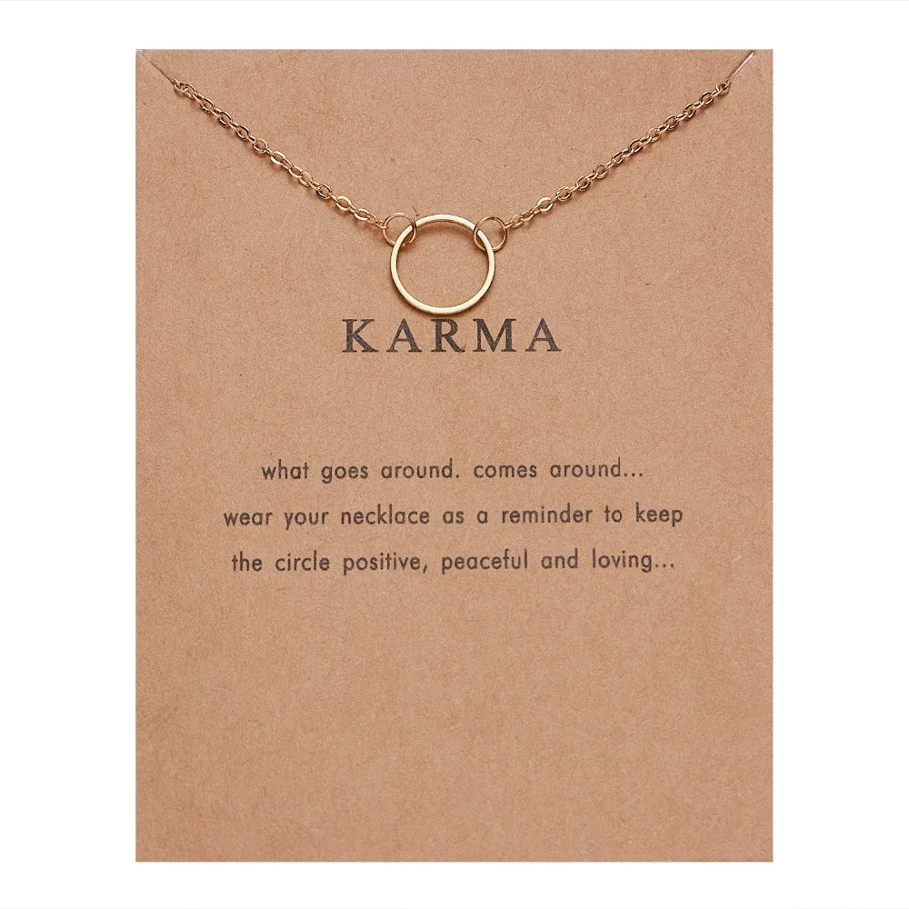 Rinhoo Karma Double Chain Circle Necklace Gold-Color Pendant Necklaces Fashion Clavicle Chains Statement Necklace Women Jewelry