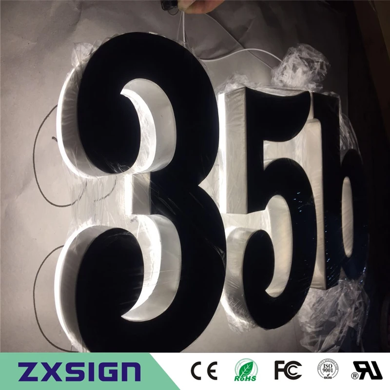 5 "Hoge Back Lit Rvs Led Huis Nummer, 12Cm Hoge 3D Led Doorplate Nummer, led Light-Up Addresshouse Nummers