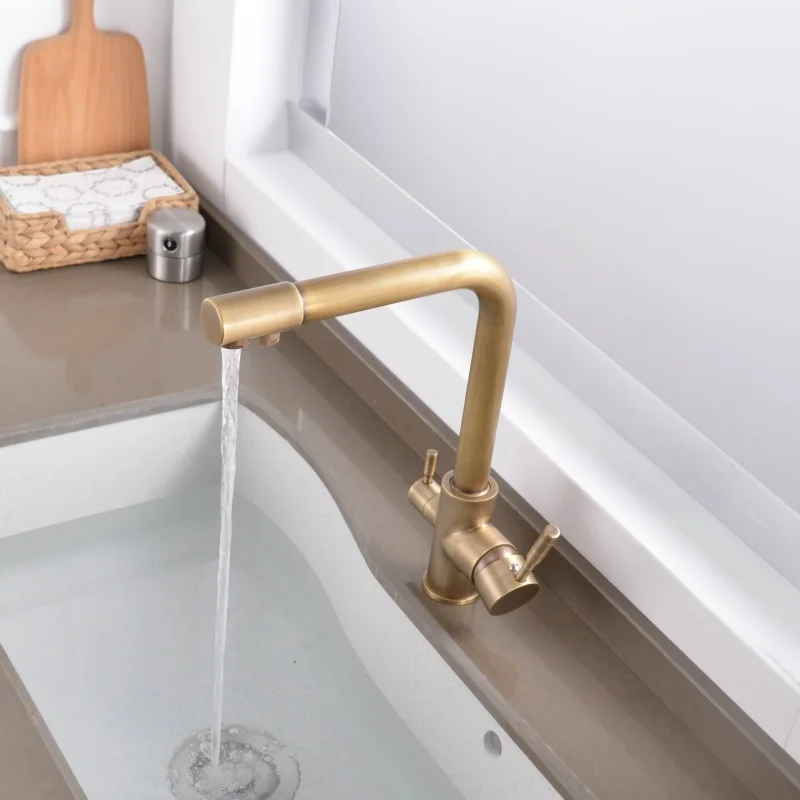 

Kitchen faucet American bronze pure water Copper single hole Hot and cold water Multifunction Wash basin sink