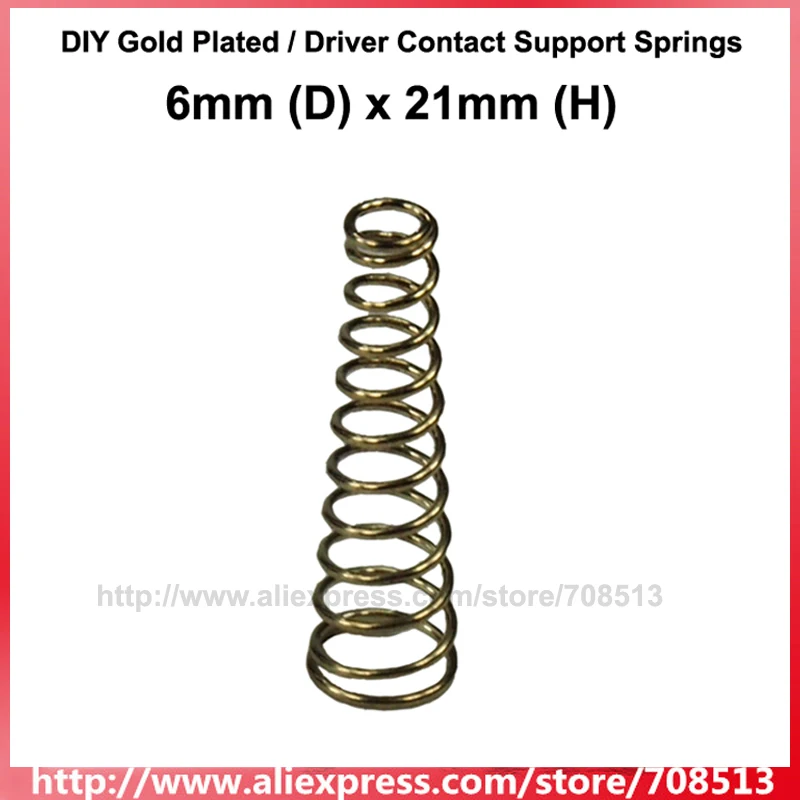 DIY Gold Plated Battery / Driver Contact Support Springs 6mm(D)x21mm(H) for Flashlights - 10 pcs