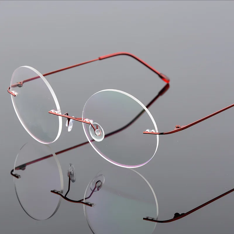 Foldable Titanium Round Glasses Frames Men Rimless Flexible Optical Frame Prescription Spectacle Women Alloy Legs Eye Glasses