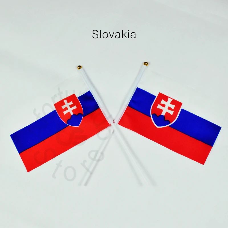 Slovakia flag Banner  14*21cm hand waving National flag Home Decoration flag banner