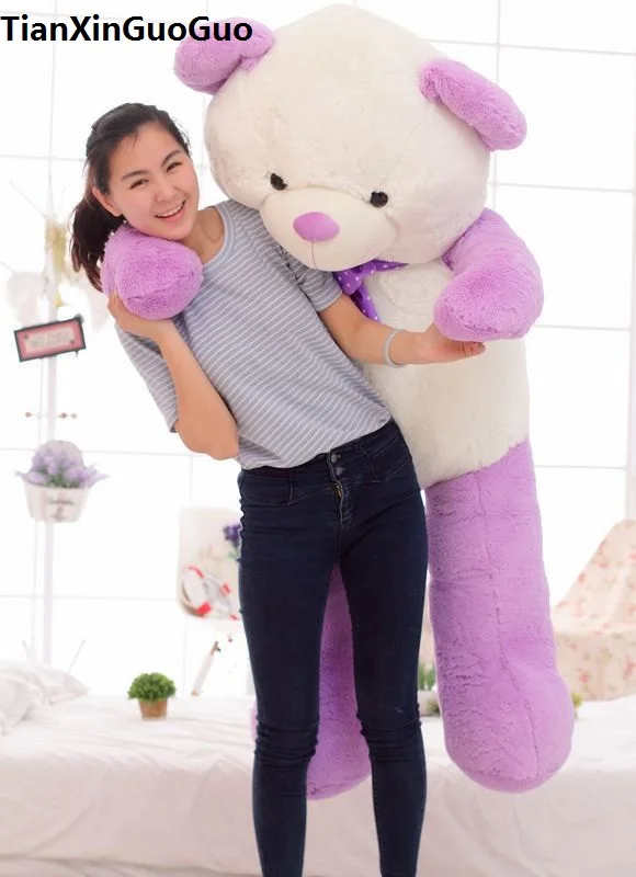 

fillings toy light purple teddy bear plush toy huge 160cm bear doll soft hugging pillow toy Christmas gift b2798