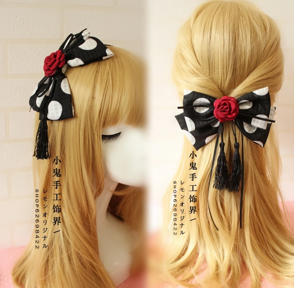 Handgemaakte Diy Haaraccessoires Gothic Lolita Lolita Boog Haar Clips Siamese Pony Clip Hoofdband Kc Side Clip