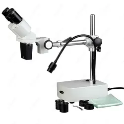 Binocular Boom Arm Stereo Microscope--AmScope 5X-10X Binocular Boom Arm Stereo Microscope with LED Gooseneck Light SE400-X