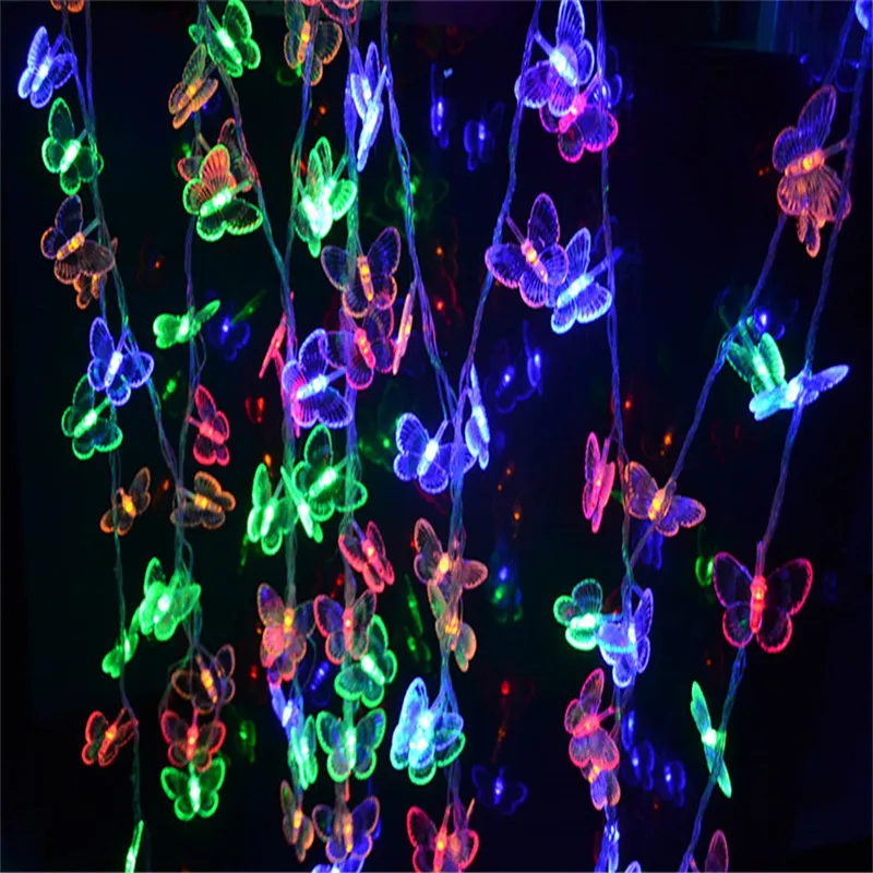 4M Butterfly Transparent christmas Colorful LED String Light Indoor Decorations Holiday Twinkle Display Window Fairy Lights H-32