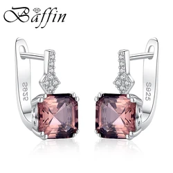 BAFFIN Real 925 Sterling Silver Drop Earrings Fine Jewelry Natural Morganite Stone Earrings For Women Vintage Retro Jewelry