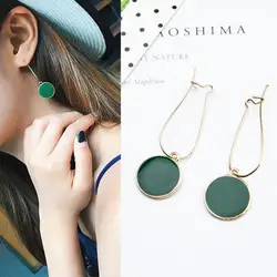 Selling Simple Green Circle Small Fresh Girl Earrings Female Personality Wild Short Earrings Vintage Earrings For Women Brincos