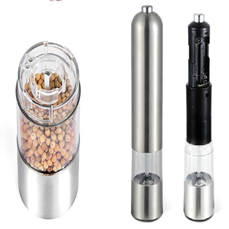 96pcs/lot Portable Stainless Steel Electric Pepper Grinder Muller Pepper Mill Seasoning Grinding Kitchen Tools