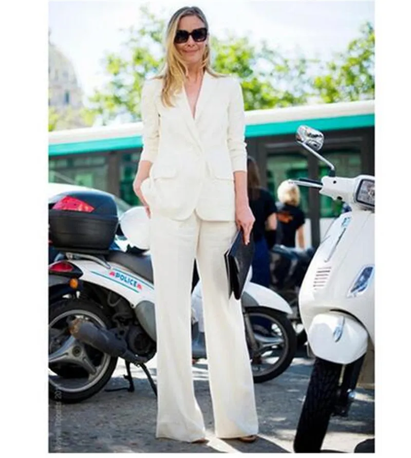 

Womens Formal Pantsuits Custom Made White Women Ladies Fashion Office Business Tuxedos Jacket+Pants Business Pant Suits