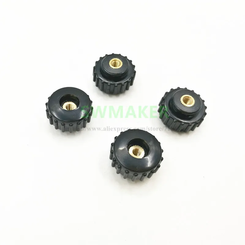 2pcs OD 18mm Straight thread Through hole M4 M5 M6 adjusting knob Round head rubber head Hand Knob Nut Hand Tighten Nut