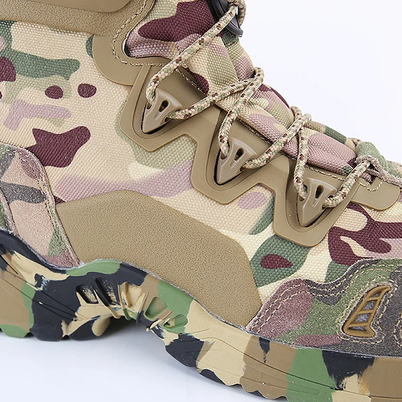 Breathable CP Camouflage Combat Boots Military Hunting Tactical Boots Men\'s High Top Sneakers Hiking Camping Shoes