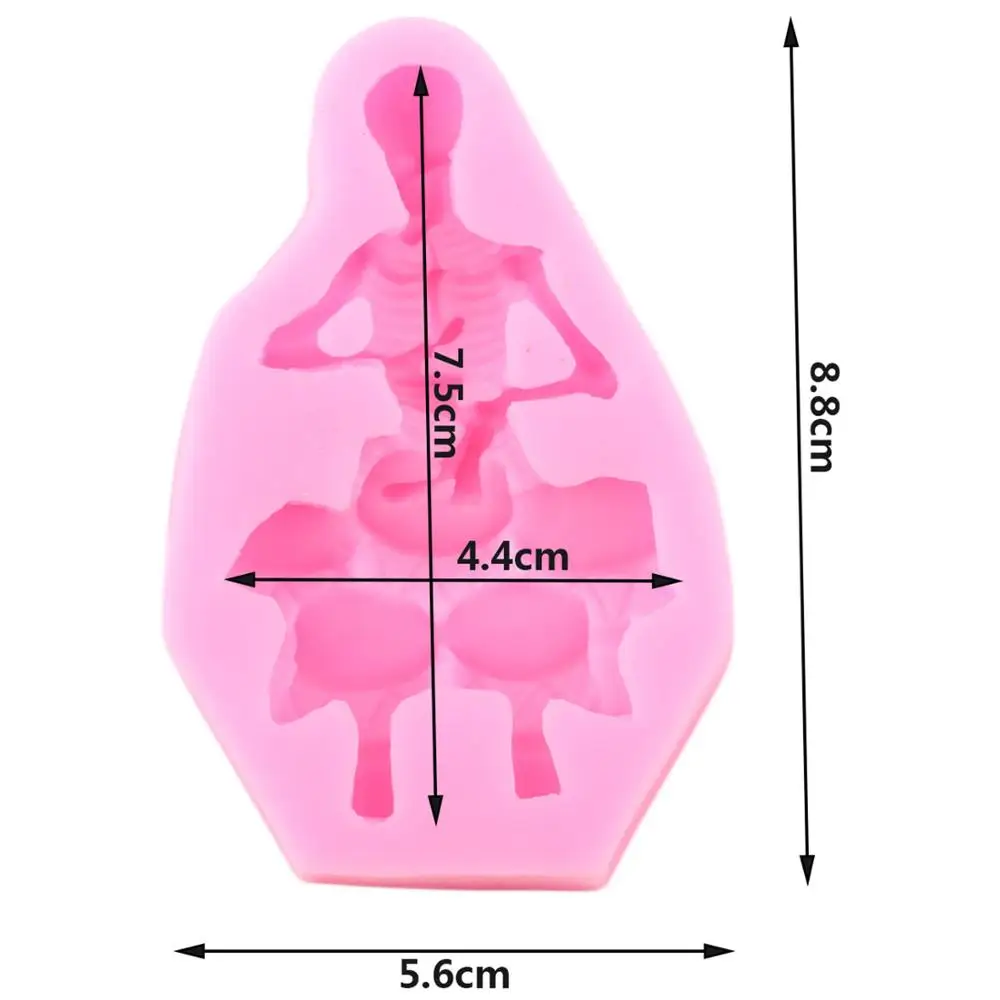 3D Skeleton Skull Cake Silicone Molds Musical Instrument Halloween Fondant Cake Decorating Tools Candy Chocolate Gumpaste Mould