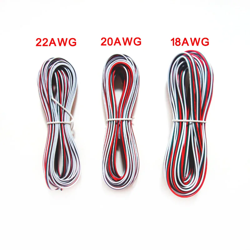 3Pin 10M 20M 18AWG 20AWG 22AWG Electric Extension Wire Cable For Single Color RGB RGBW LED Strip Light