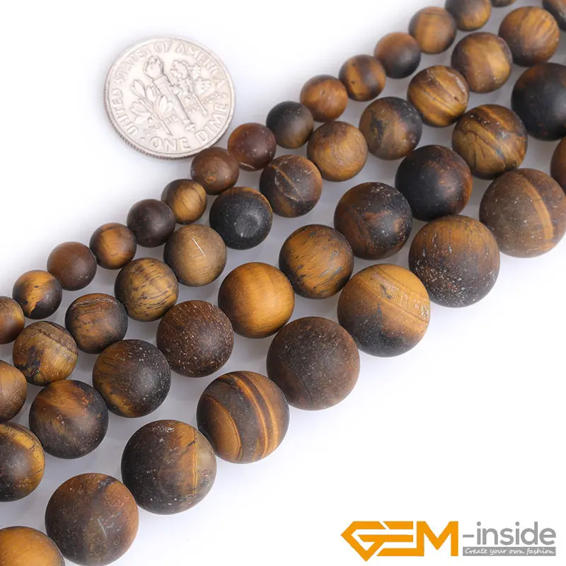 Natural Semi-Precious Gem Stones Frosted Matte Round Beads For Jewelry Making Strand 15\