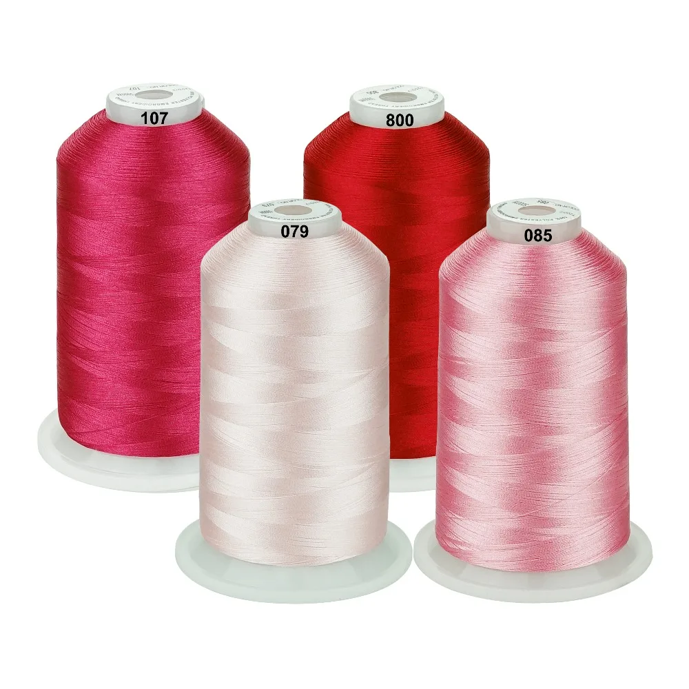 Simthread Embroidery Machine Thread 100% polyester HUGE Spool 5000 Meters 4 Colors Pack