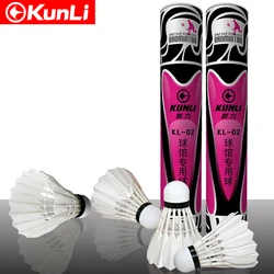 Lanzadera de bádminton para entrenamiento profesional, pluma de pato kunli de plata de KUNLI-02, 5 tubos/1 lote, gran oferta