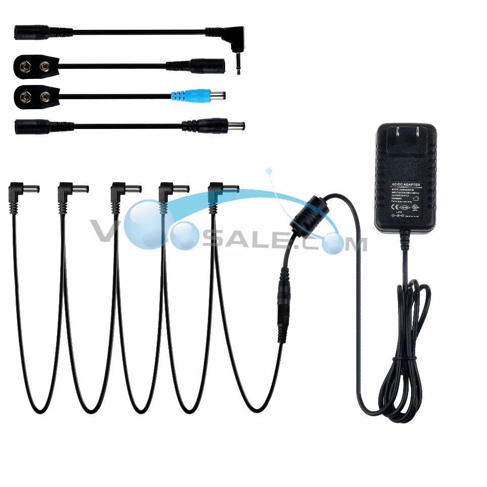 9V 1A Power Adapter Supply With 5 Way Pedal Cable Connector Use For Guitar Effect 9V Power Supply Guitar Accessories