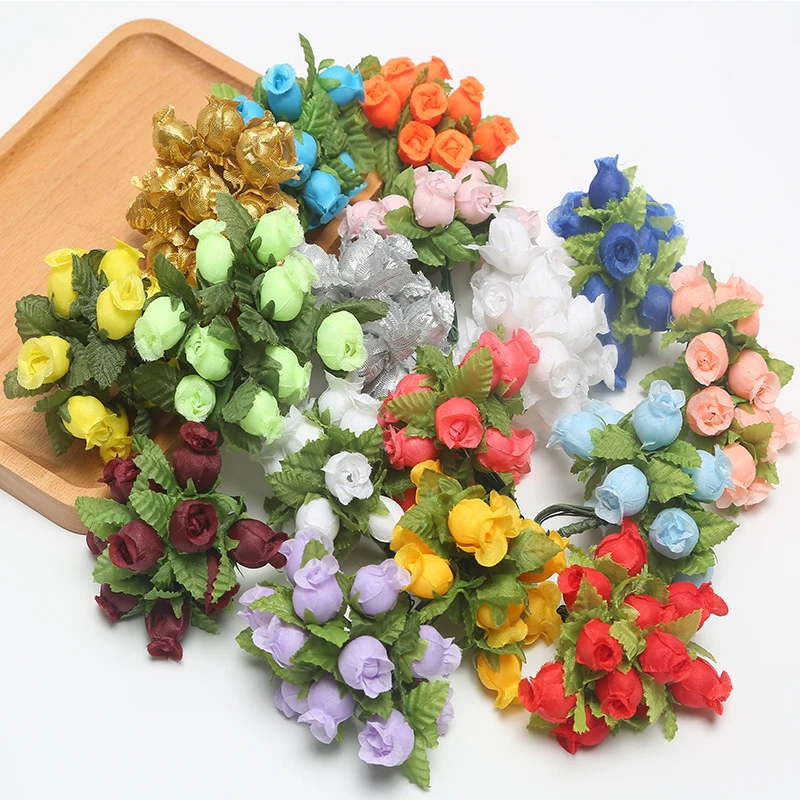 36/72/PCs Mini Künstliche Blumen Seide Rose Blumenstrauß Für Hochzeit Party Dekoration DIY Kranz Sammelalbum Zubehör – Detail 5