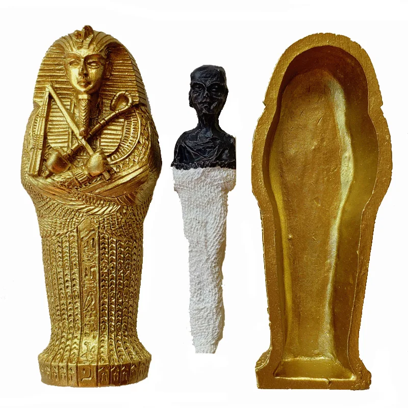 1pcs Resin Ancient Egyptian Coffin Figurine Sculpture Egypt Mummy Statue Small Ornaments Miniature Model Fish Tank Decoration