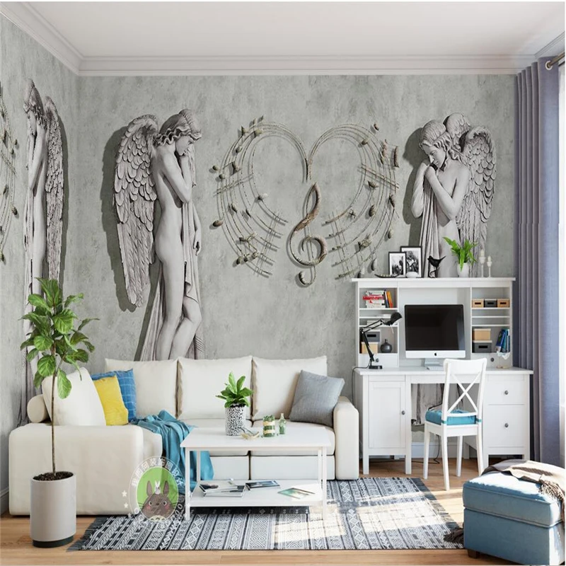 

beibehang Custom Photo Wallpaper Mural Wall Sticker European Angel TV Background Wall papel de parede wallpaper for walls 3 d