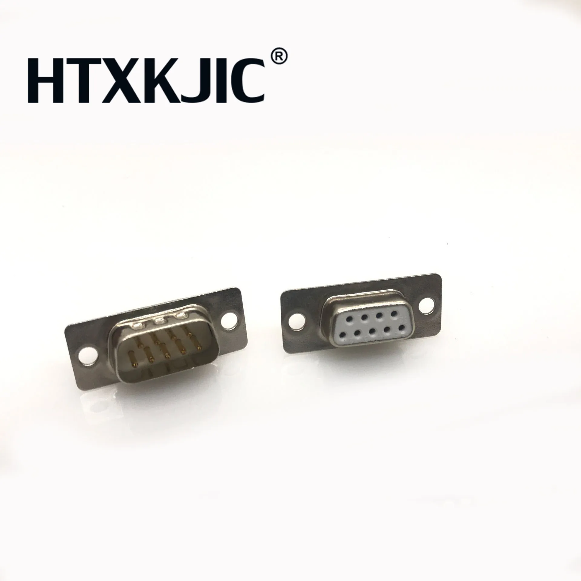 2pcsDB9 Metal connector adapter RS232 serial D Sub plug COM gold plated brass contactor 9 pin hole 2 row port socket female Male