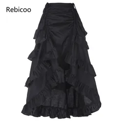 Stile Gotico Donne Del Pannello Esterno Sexy Coda di Pesce Sottile di Alta-Bassa Asimmetrico Ruffle Vintage Steampunk Abbigliamento Gonne di Cotone