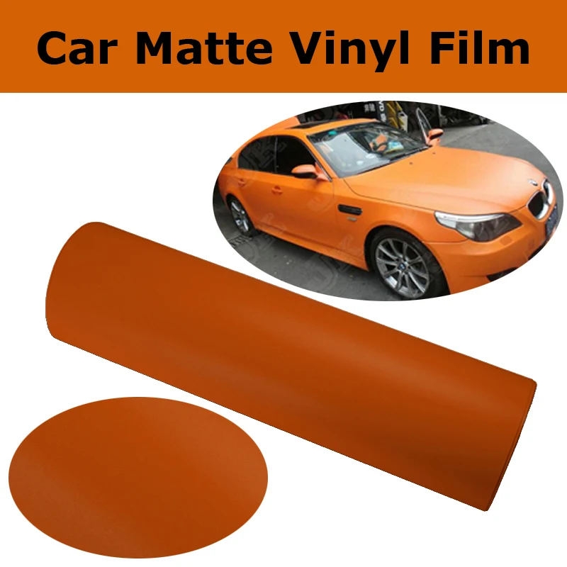 

Orange Matte Vinyl Car Wrap with Air Bubble Free Matt Orange Film Vehicle Wrapping Matt Foile size 1.52x30m/Roll Free Shipping