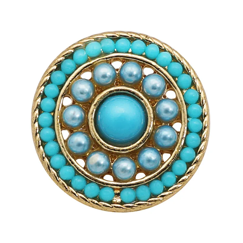 KZ3303 New Fashion Beauty Golden Round Beads 22mm snap buttons fit 18mm snap jewelry wholesale