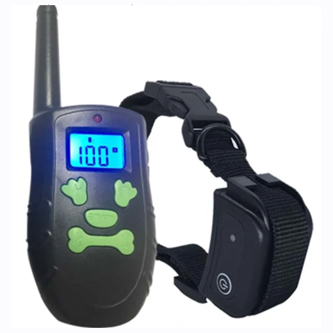 

PT183 Dog Training Collar 300m/330 Yard Electronic Device Skull Button Keys BLue LCD with Safe Beep Vibration Shock for Dog