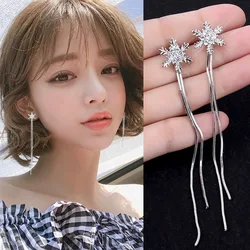 Wholesale Sales Punk 2020 Fashion New Earrings Personality Simple Tide Snowflake Tassel Anti-allergy Ear Line Earrings