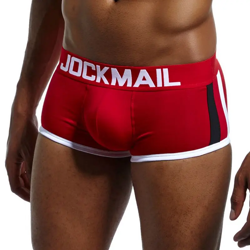 JOCKMAIL Brand Sexy Men Underwear Padded Men Boxer Bulge Enhancing boxershorts Gay Underwear Gift Front Removable Push Up Cup
