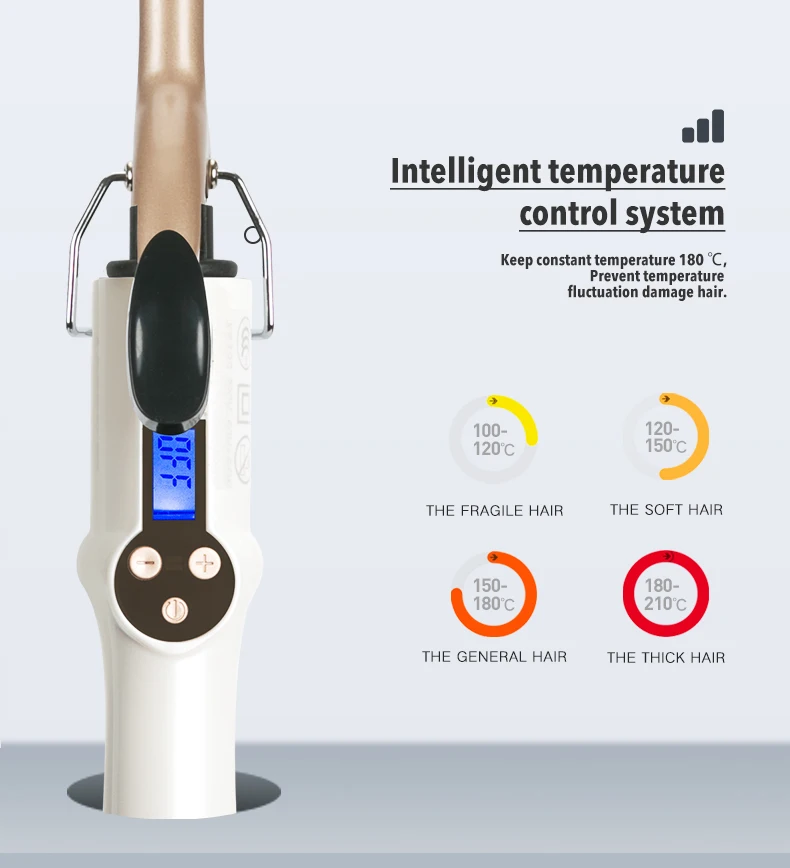 Aofeilei-Fer à friser professionnel en céramique avec écran LCD, bigoudi, outils de coiffure de beauté, rouleau de baguette, 9mm