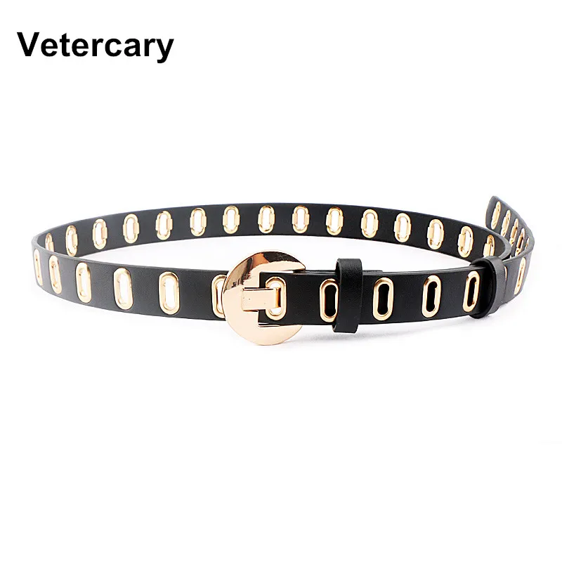 New Spring Summer Single Exhaust Eye Button PU Leather Belt Soft Fashion Gold Pin Buckle Waistbands For Dress Women Jeans Belts