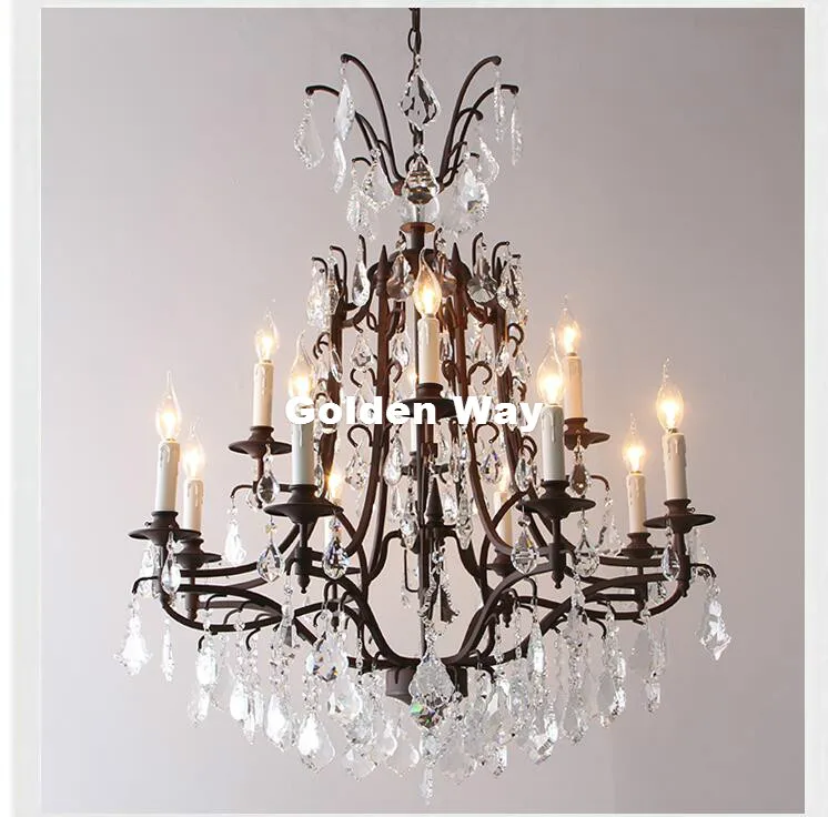 Free Shipping Nordic Rustic Vintage Crystal Chandelier Loft Pendant Lamp Suspension Luminaire For Dining Room Home Decorations