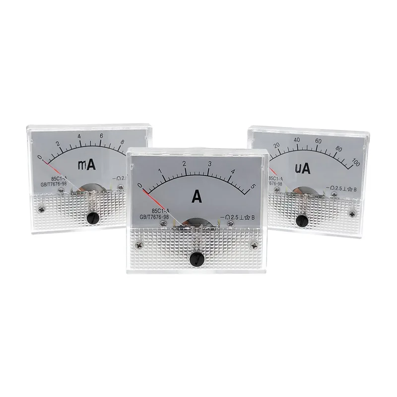 DC Analog Current Meter Panel 85C1 Ammeter 1/5/10/20/30/50/100/200/300/500mA A Gauge Current Mechanical Ammeters