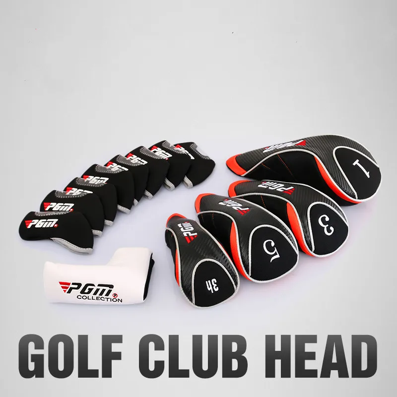 

Black Golf Head Covers Driver 1 3 5 7 Putter Fairway Woods Headcovers Metal Neoprene Traditional Plain Protective Covers