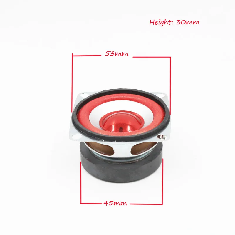 2pcs 3 Ohm 5W 53MM Musical Flowerpot Loudspeaker 45mm External Magnetic Speaker Foam Red Edge Bright Cap Height 30mm