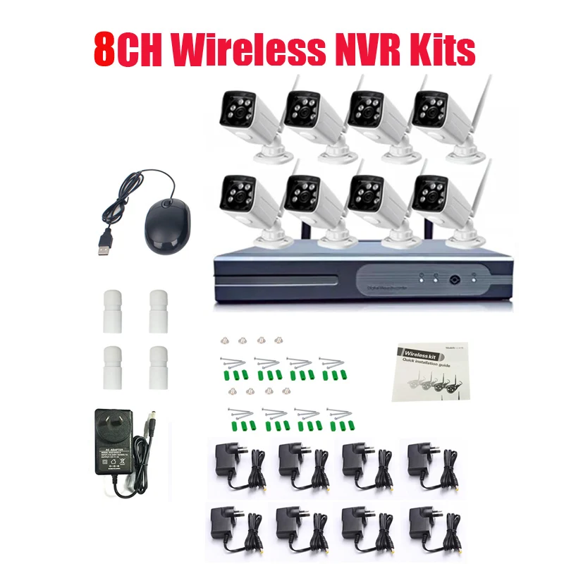 

New Plug and Play 8CH Wireless NVR Kit P2P 720P HD Outdoor IR Night Vision Security IP Camera WIFI CCTV System