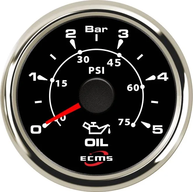 

New Design Marine Boat Yacht Automotive Pressure Gauge 0-5 Bar 9-32V 52mm 2 Inch 316L Chrome Bezel Black Dial 802-00029