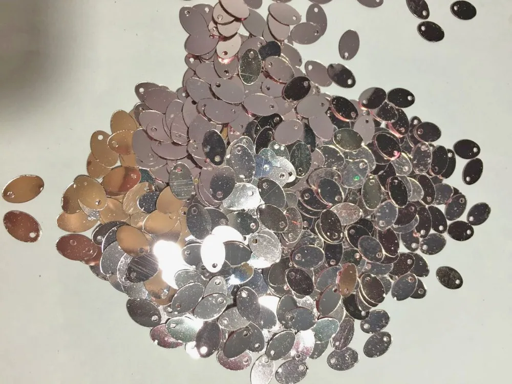 3000pcs/lot 5*8mm Small Oval Egg Shape Sequins PVC Flat Ellipse With Side Hole Belly Dance Garment DIY Accessories Champagne