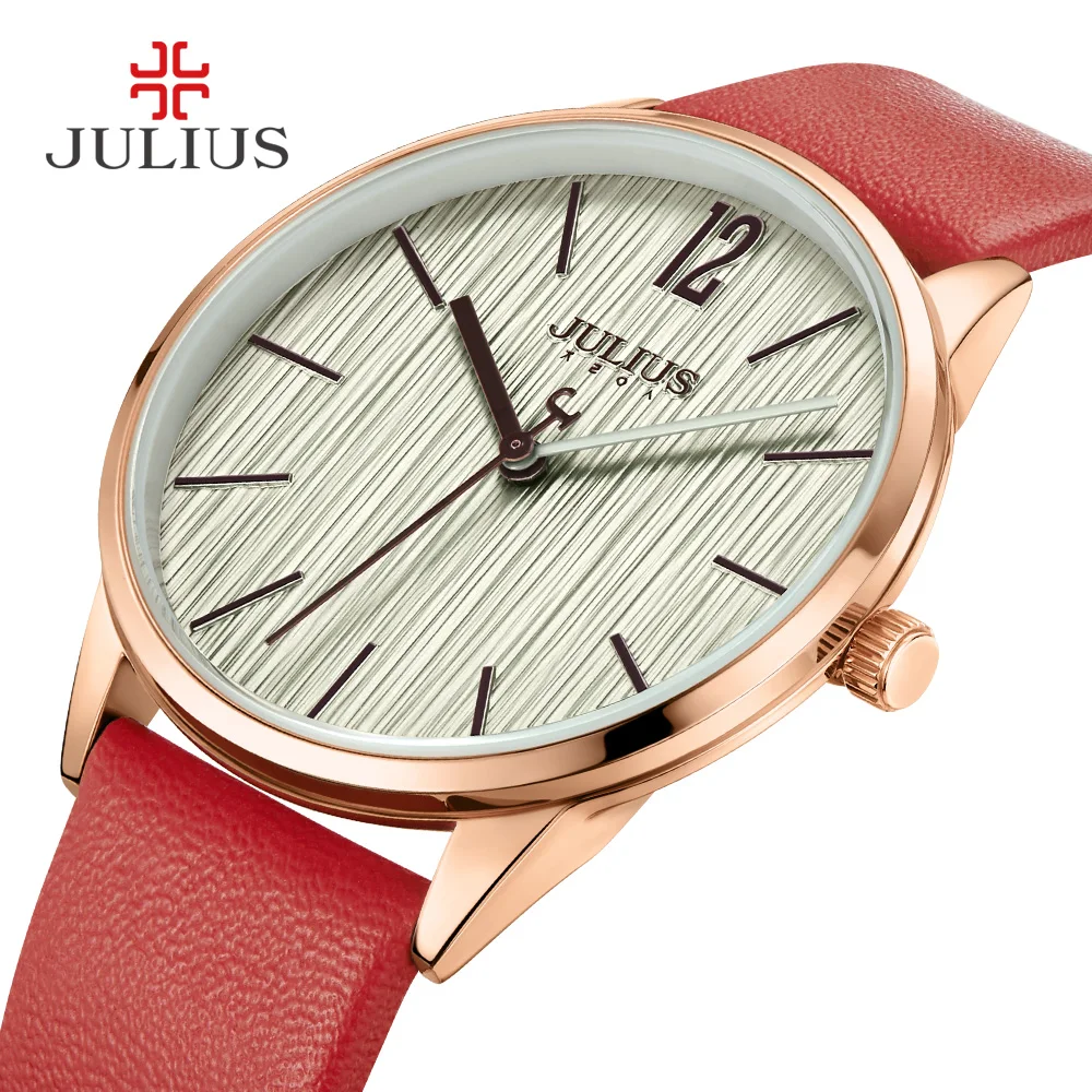 Julius Lady Women\'s Watch Japan Quartz Elegant Classic Fashion Simple Hours Bracelet Real Leather Girl Birthday Gift No Box