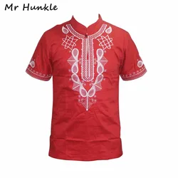 Band Mr Hunkle 2018 T-shirt di nuovo Design per uomo Stand collo manica corta Top Tees Emboridery geometrica stampa africana camicia Dashiki